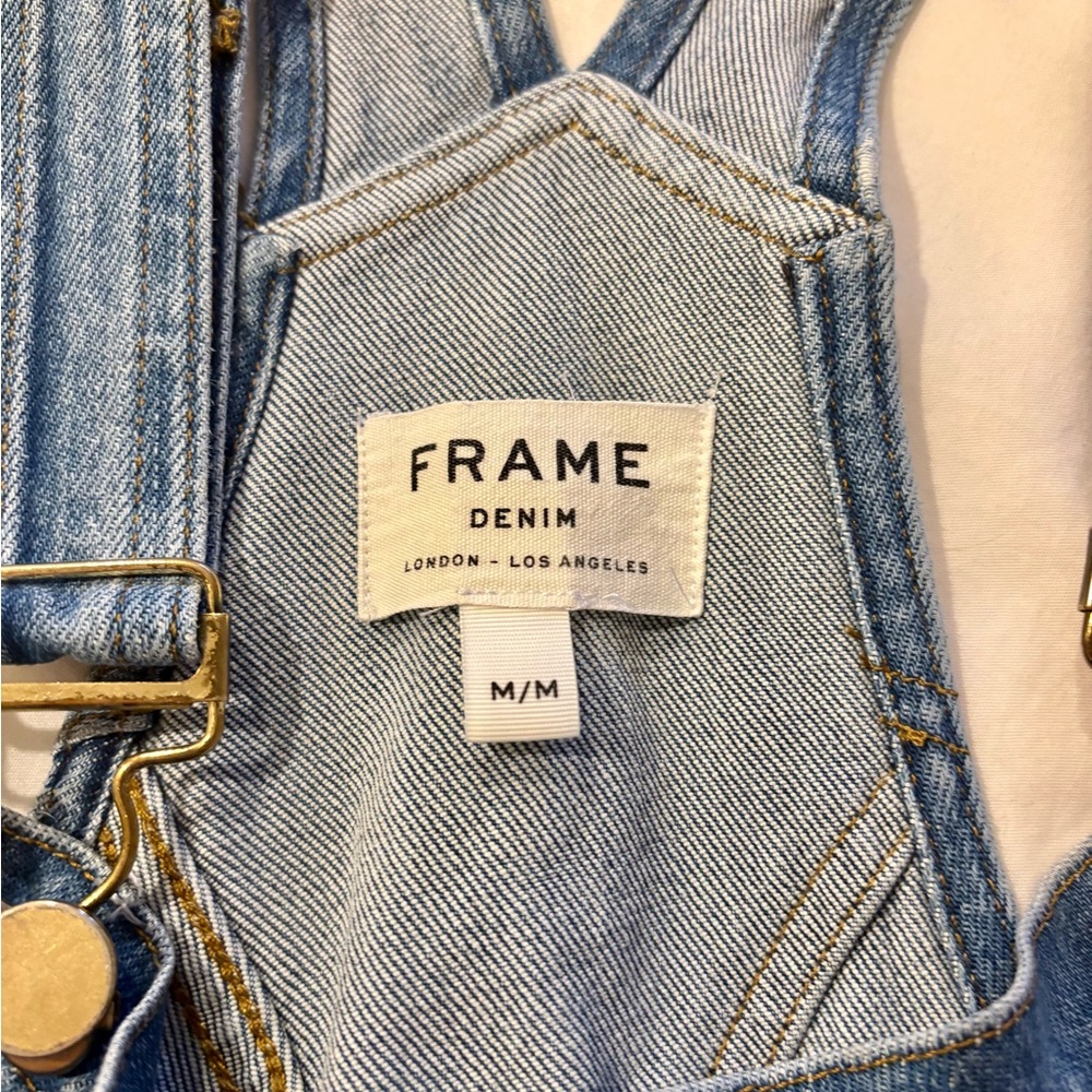 Frame Le Garçon Crop Boyfriend Distressed Denim Overalls - Picture 4 of 9